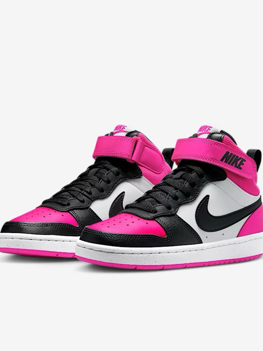 Nike Youth High-Top Sneakers in Pink, Black & White